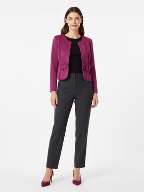 Carolina Herrera Rare Women's Bright Fuchsia Textured Crop Blazer Jacket Size 14